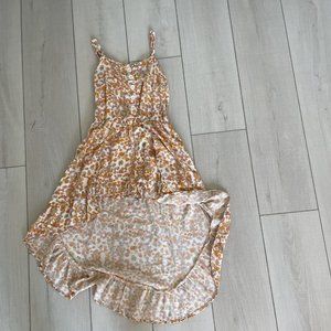 Art Class Skirted Romper Pink Orange Tank Yellow 70s Floral 7/8